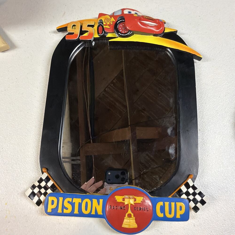 Collectible Disney Pixar “Cars” Lightning Mcqueen 13.6” Wall Mirror 2006 VTG